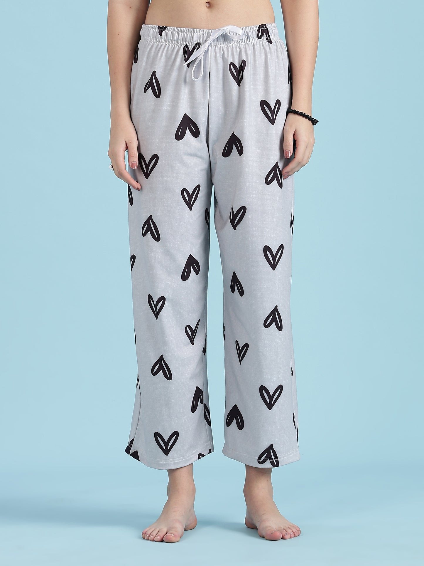 Snowy Heart Soft-Stretch Dreamy Button down Loungewear Set