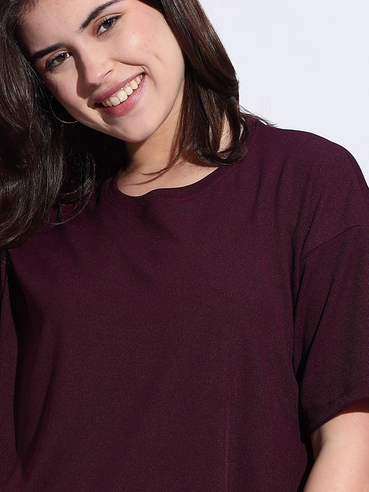 Berry Plum Solid Pjs Womens Set