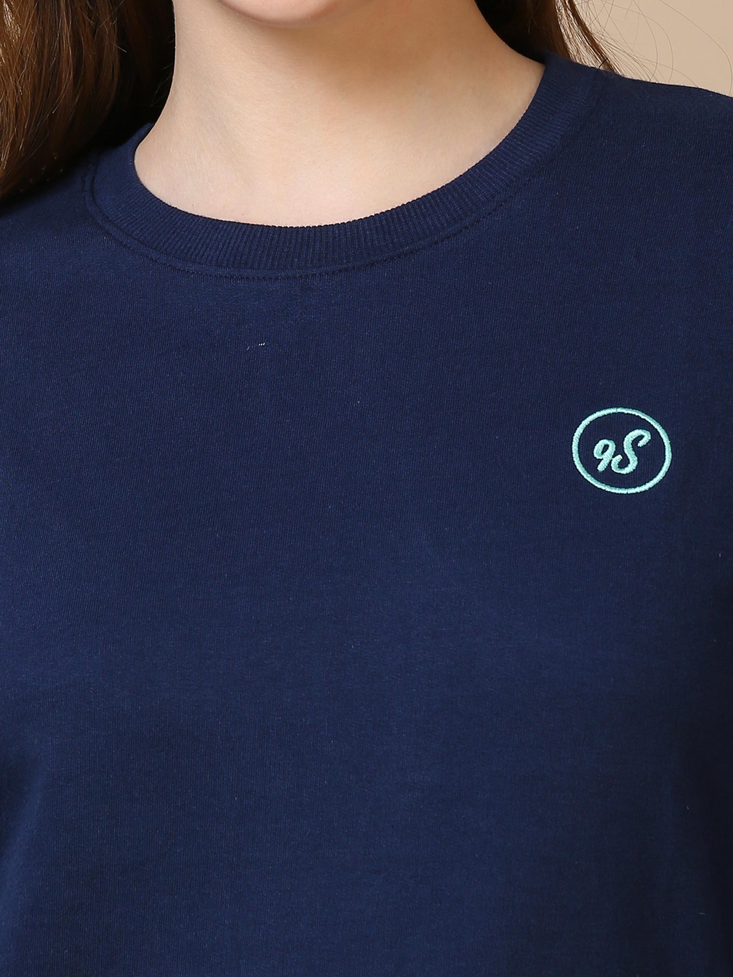 Navy Blue Hosiery Cotton Track Suit for Women