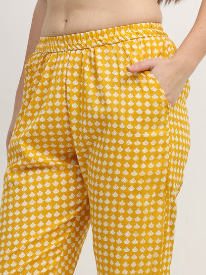 Sunburst Yellow Pure Cotton Night Suit for Women with Co-ord Set Styling and Easy Fit