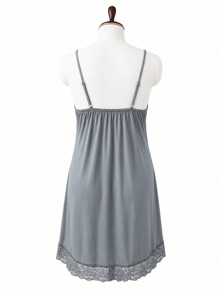 Silver Serenity Malai Bridal Lace Babydoll Nightdress
