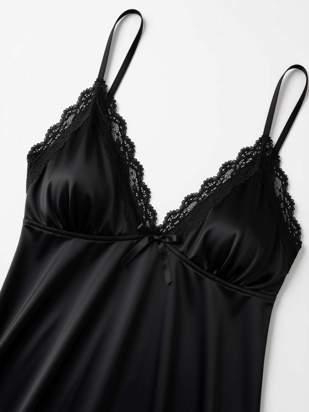 Black Obsession Mulberry Silk Lace Babydoll for Women