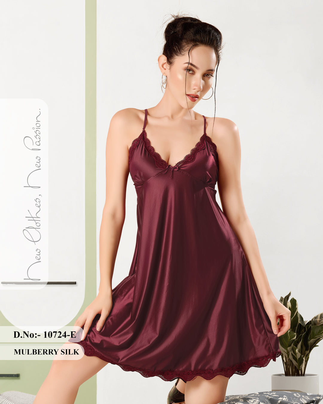 Velvet Merlot Luxury Mulberry Silk Babydoll Nightwear