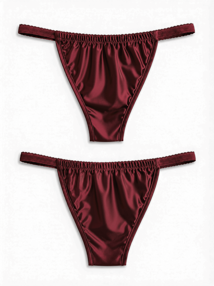 Velvet Burgundy Mulberry Silk Babydoll Dress with Scalloped Lace