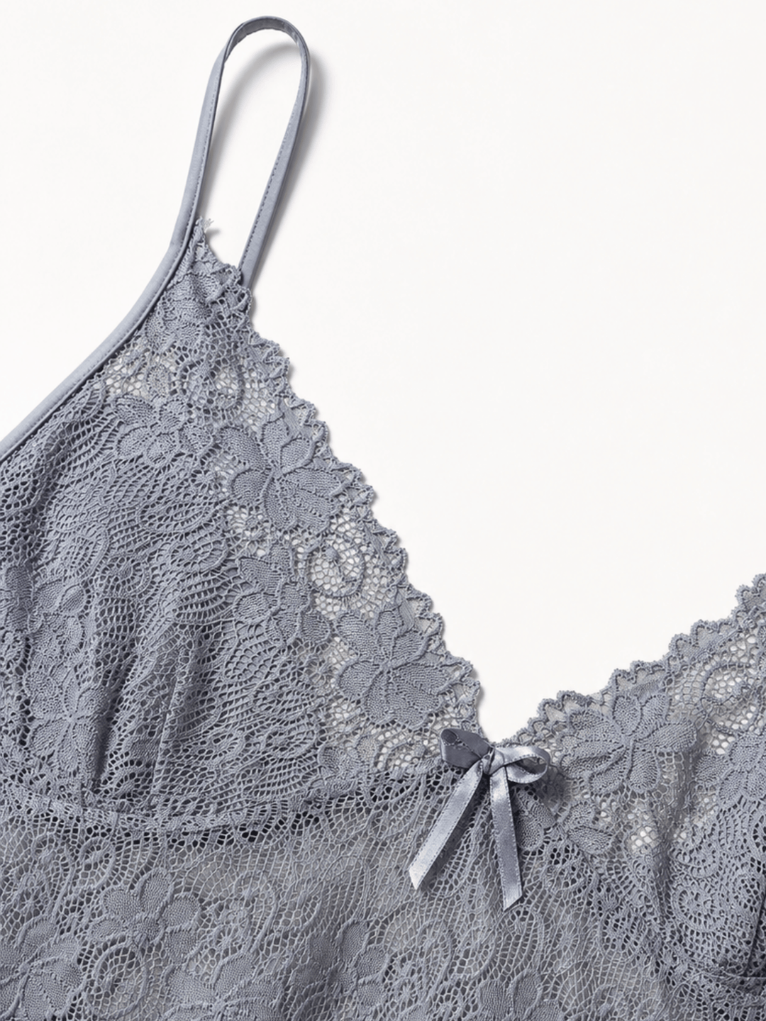 Silver Serenity Malai Bridal Lace Babydoll Nightdress