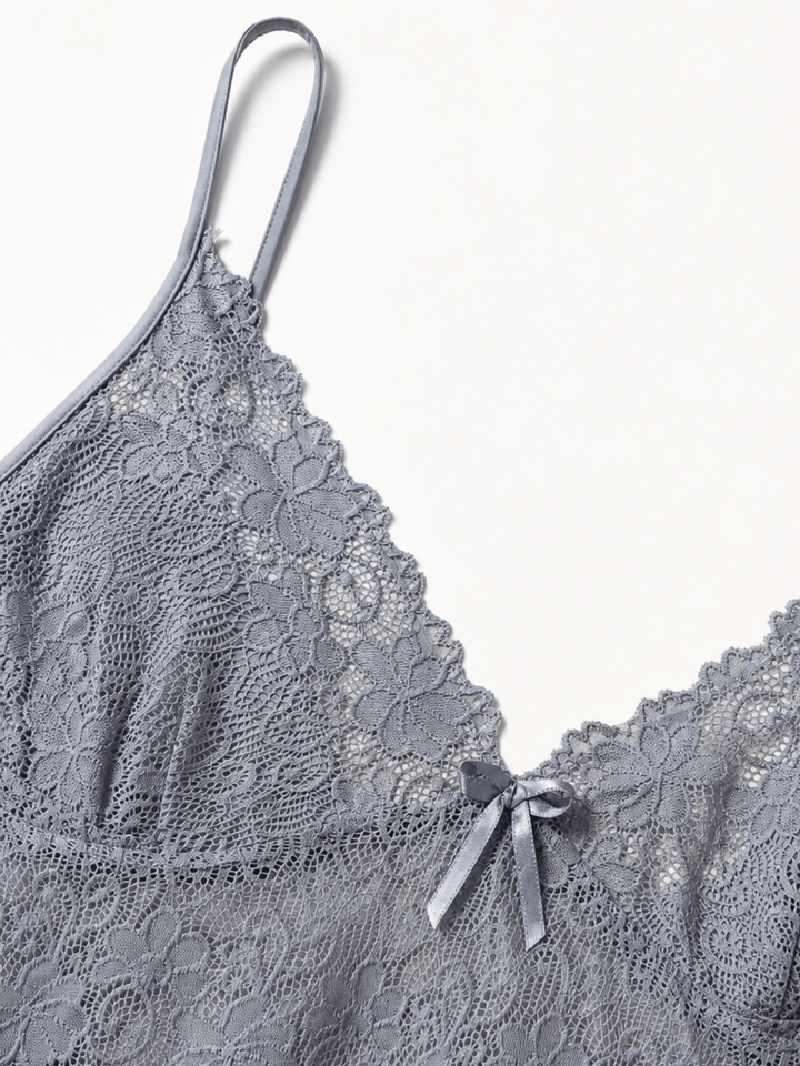 Silver Serenity Malai Bridal Lace Babydoll Nightdress