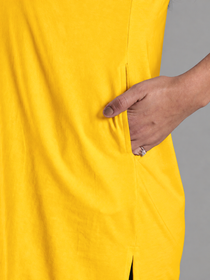 Fire Yellow Yoga T Shirt Soft Hosiery Cotton Fabric Comfort Fit