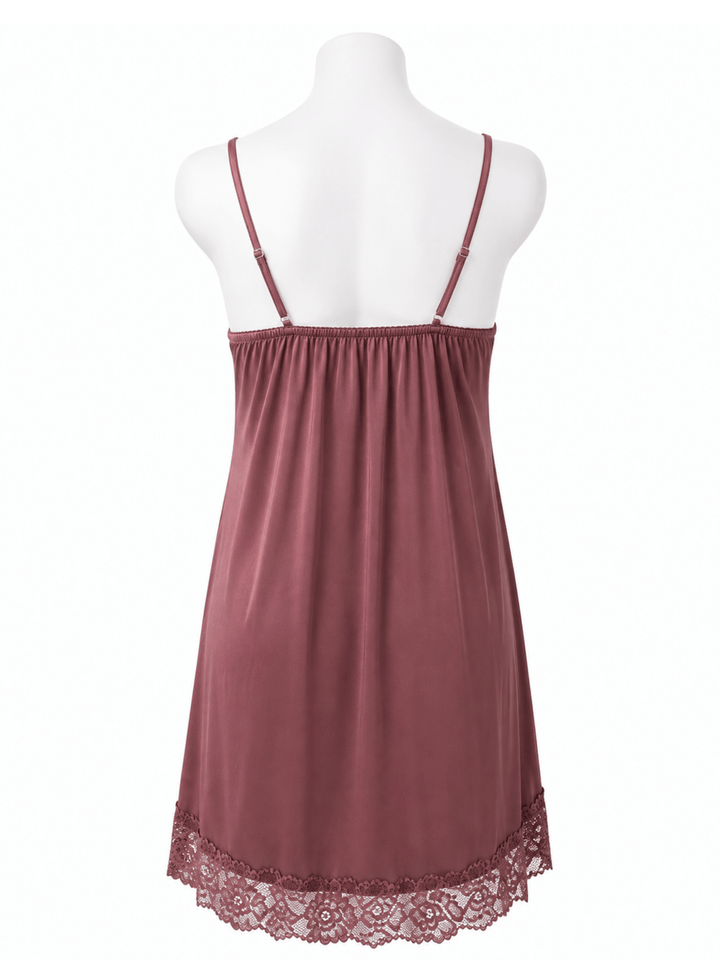 Mocha Temptation Malai Modal A Line Babydoll Dress with Lace