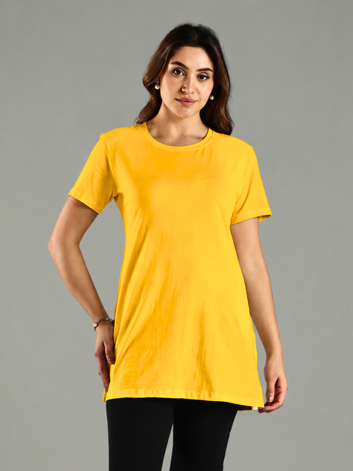 Fire Yellow Yoga T Shirt Soft Hosiery Cotton Fabric Comfort Fit
