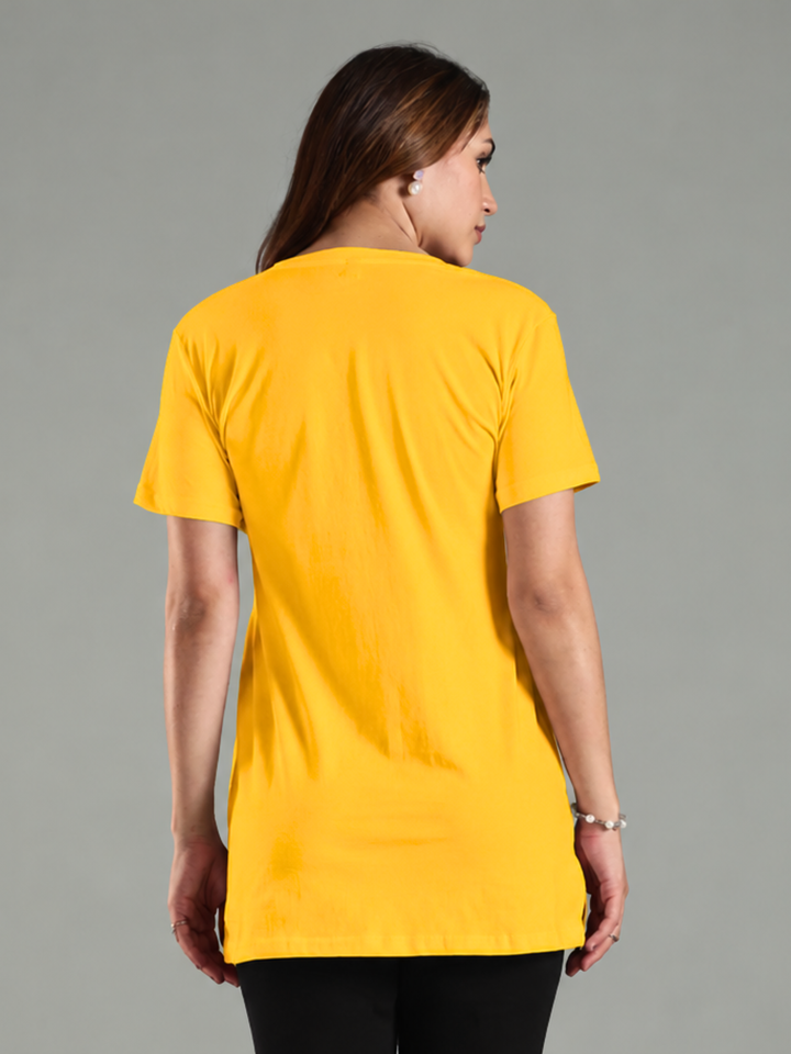 Fire Yellow Yoga T Shirt Soft Hosiery Cotton Fabric Comfort Fit