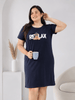 Dark Navy Relaxed Fit Knee Length Cotton Nighty for Women