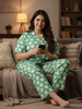 Flower Power Green Daisy Print Soft Loungewear Set