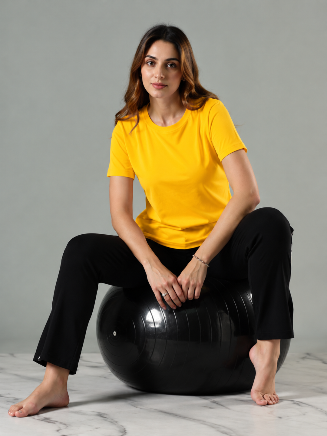 Fire Yellow Yoga T Shirt Soft Hosiery Cotton Fabric Comfort Fit