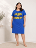 Cozy Berry Blue Premium Cotton Printed Short Nighty for Women