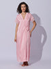 Satin Lace Robe Pink Night Gown Set for Women Soft Elegant Sleepwear