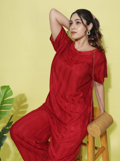 Cherry Red Co-ord Set for Women Perfect for Lounge and Leisure