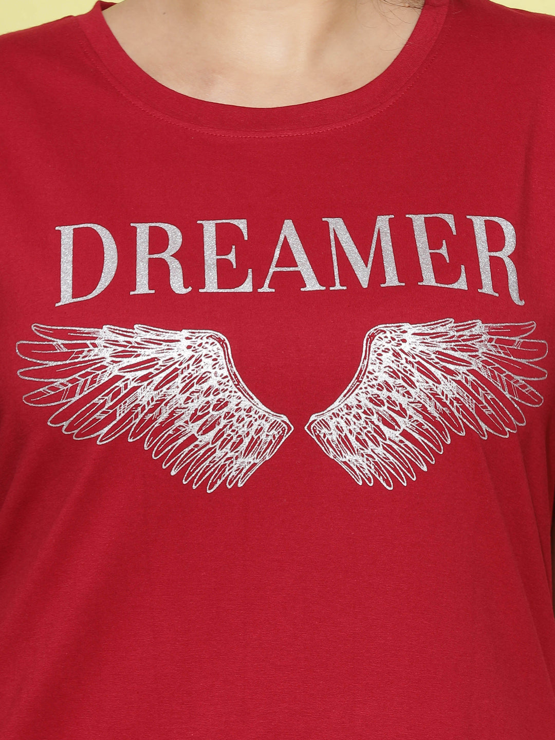 Red Cotton Long T-Shirt for Women Designed for Comfort and Style