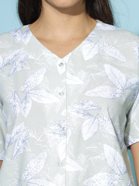 Mint Leaf Mist Rayon Pajama Set for Women with Effortless Everyday Style