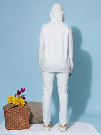 Mist Grey Winter Cotton Coord Set for Women with Cozy Hoodie and Slim Fit Bottoms