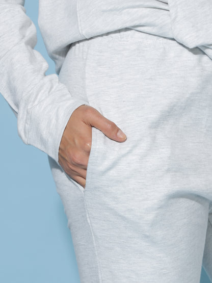 Mist Grey Winter Cotton Coord Set for Women with Cozy Hoodie and Slim Fit Bottoms