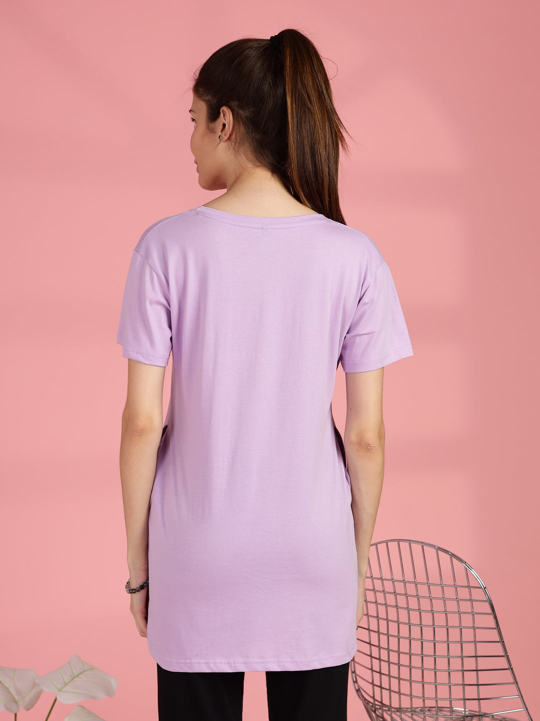Long Cotton T Shirt for Women with Hip Length Relaxed Fit