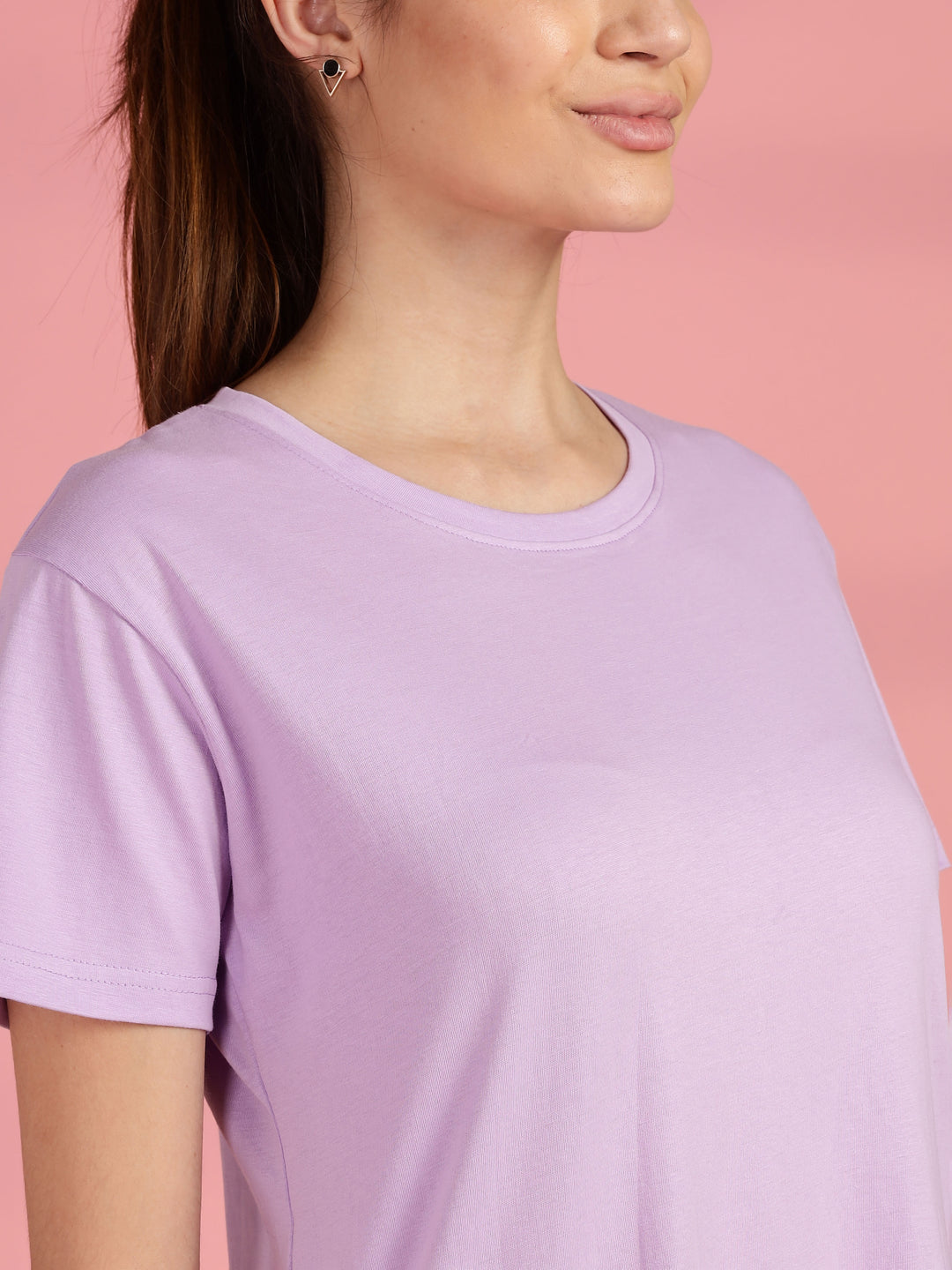 Long Cotton T Shirt for Women with Hip Length Relaxed Fit