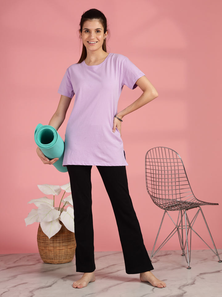 Long Cotton T Shirt for Women with Hip Length Relaxed Fit