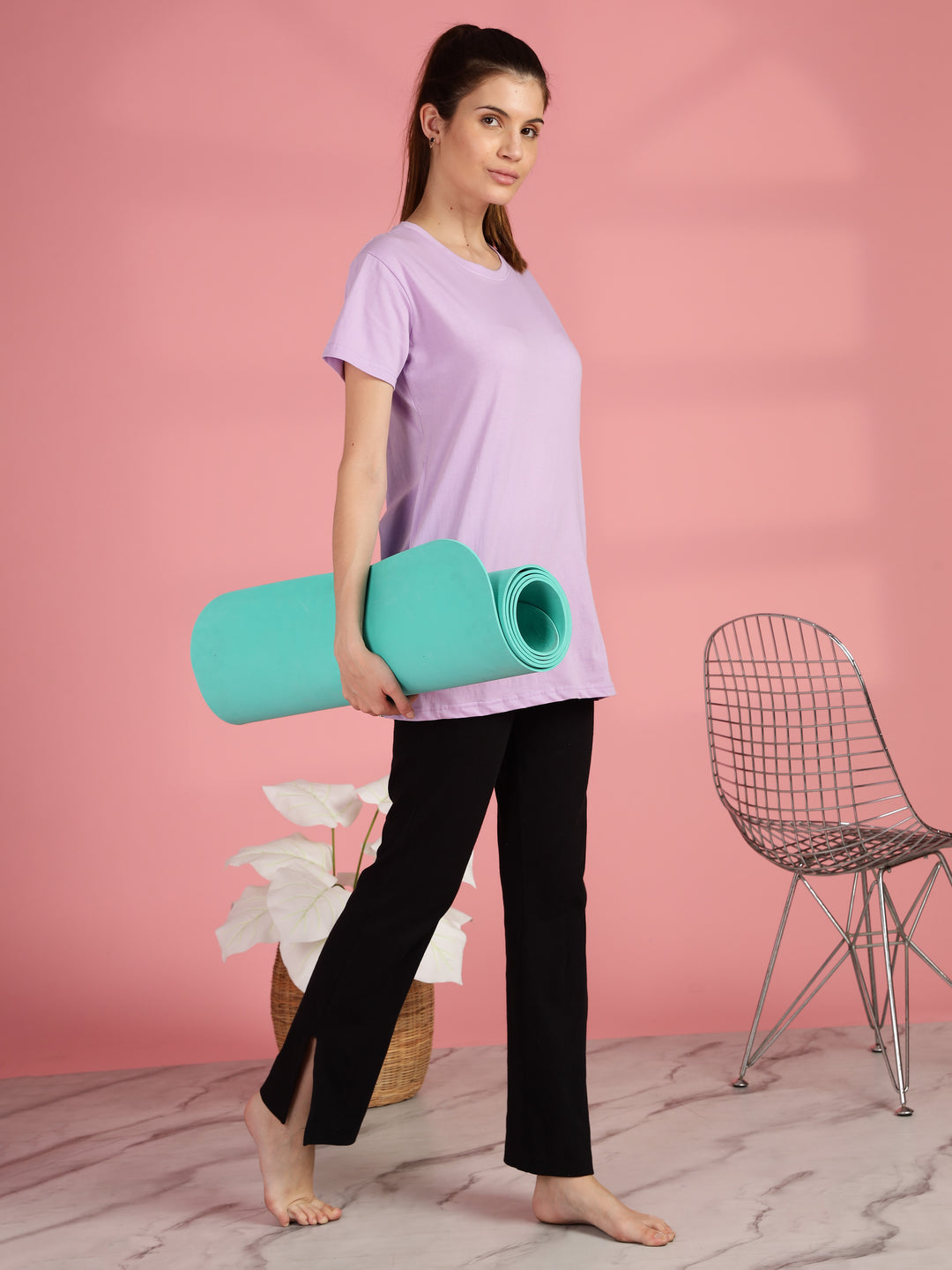 Long Cotton T Shirt for Women with Hip Length Relaxed Fit