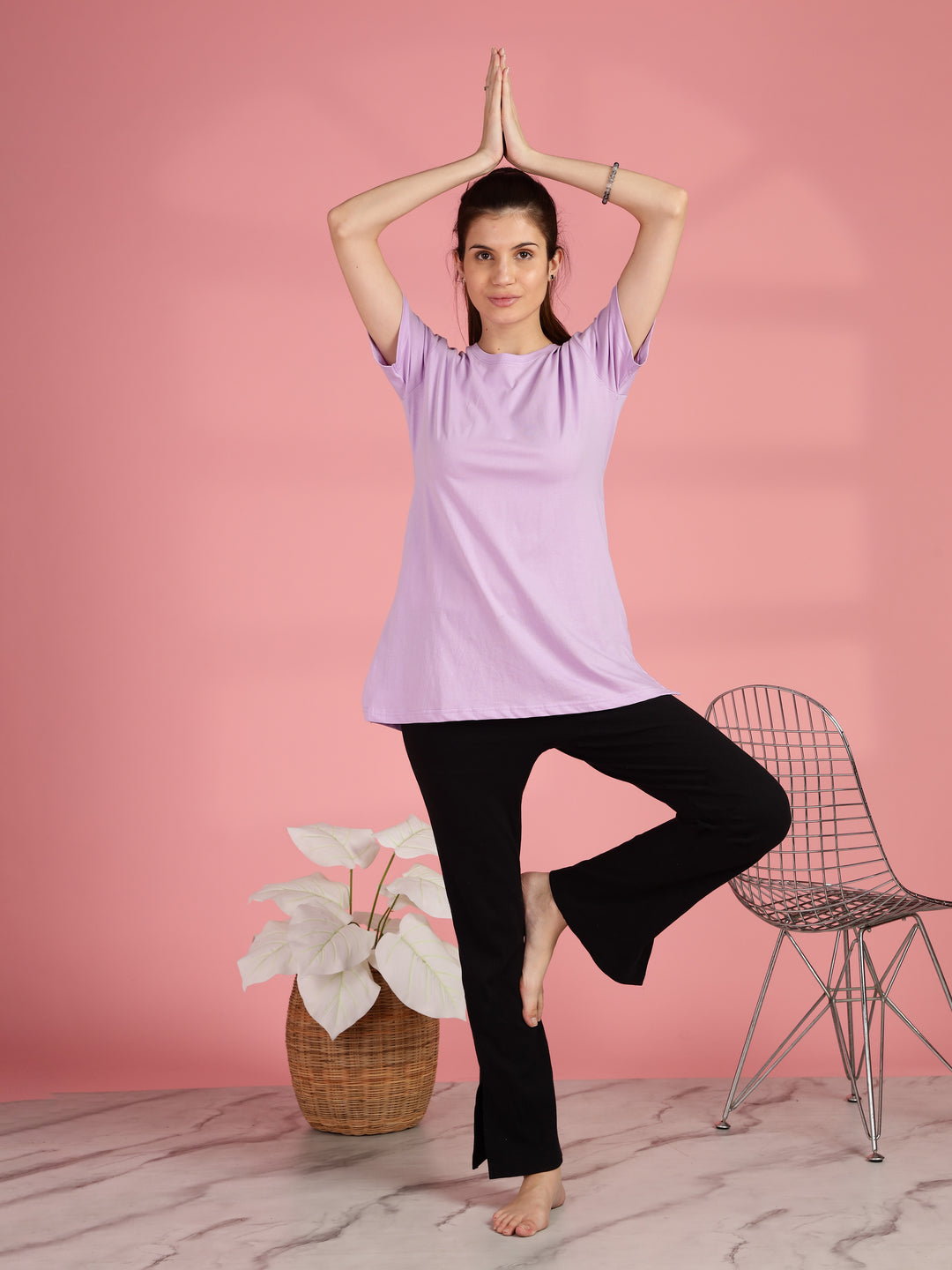 Long Cotton T Shirt for Women with Hip Length Relaxed Fit