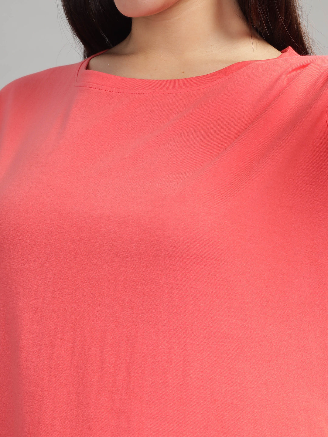 Coral Cotton Longline T-Shirt for Women with Comfy Fit