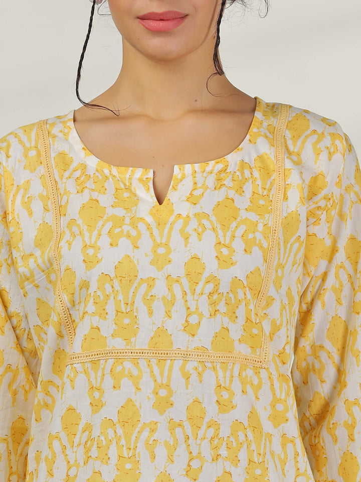 Lemon Yellow Cotton Night Suit for Women | All Day Loungewear and Travel Wear