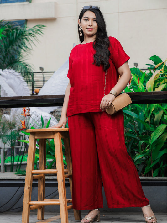 Cherry Red Co-ord Set for Women Perfect for Lounge and Leisure