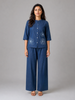 Denim Co Ord Set for Women with Floral Embroidery