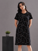 Black Cotton Premium Short Nighty for Women with Pocket