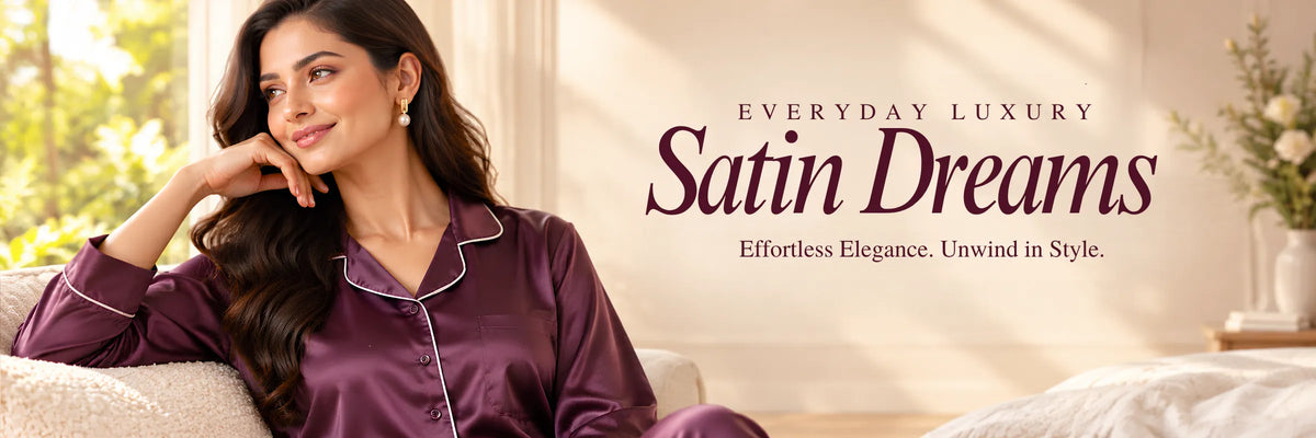 Coffee Nude Satin Long Sleeve Loungewear And Night Suit Set with Minimal Finish