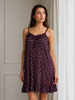 Wine Romance Floral Viscose Modal Babydoll Dress for Women
