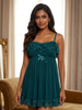 Emerald Green Babydoll Dress Floral Lace A Line Nightwear
