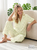 Vanilla Glow Bamboo Feel Crush Cotton Vintage Floral Print Pyjama Set for Women