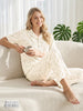 Ivory Cream Bamboo Feel Crush Cotton Botanical Sprig Print Pyjama Set for Women