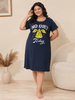 Classic Navy Blue Soft Cotton Short Nighty For Summer