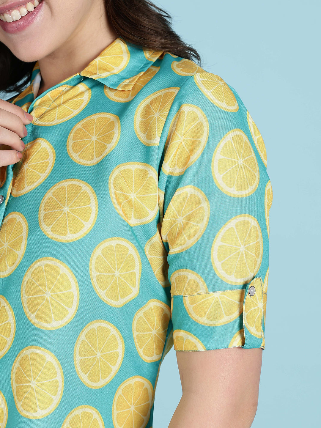 Fresh Fizz Button-Down Midi Loungewear Dress For Teens