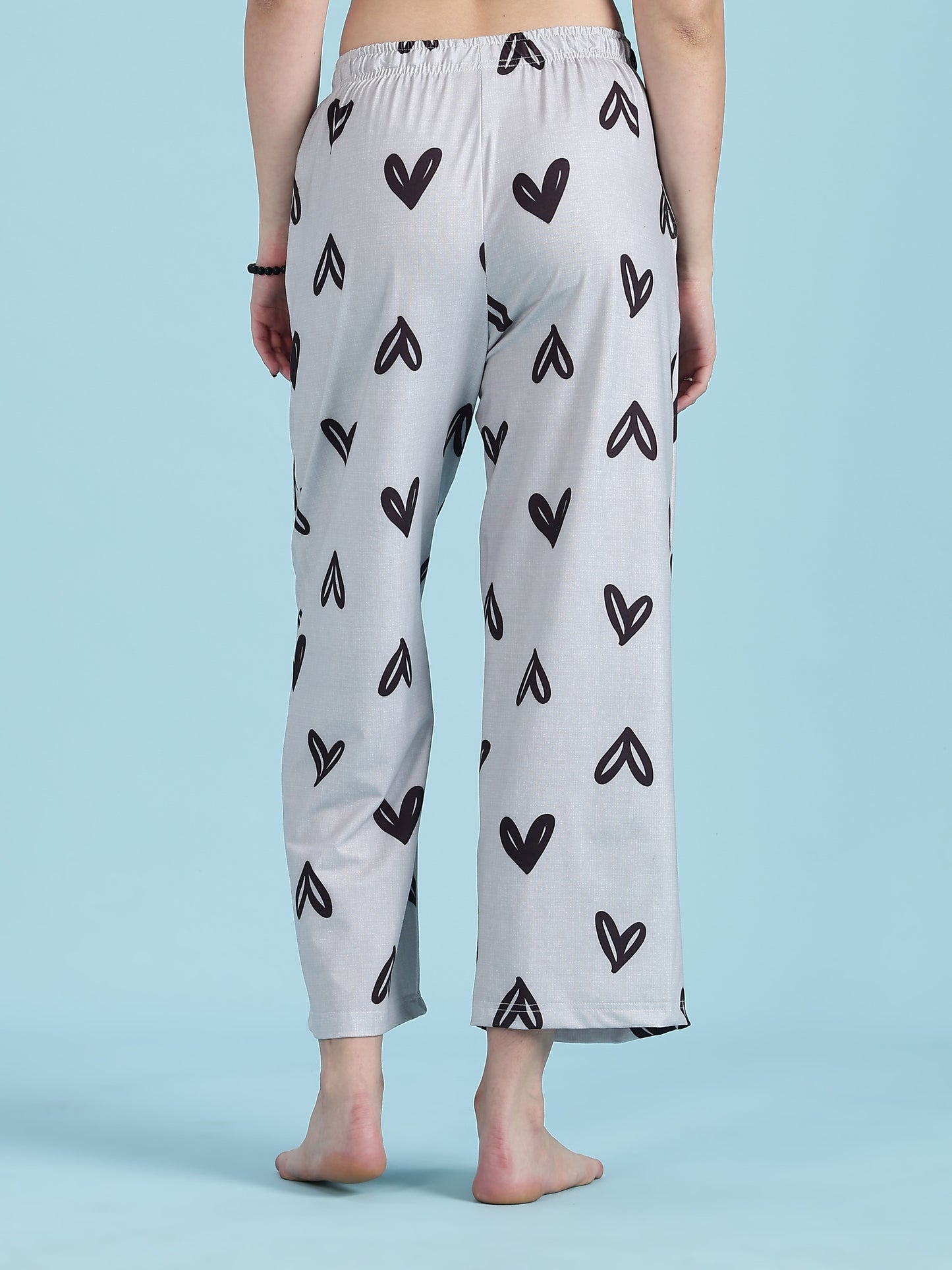 Snowy Heart Soft-Stretch Dreamy Button down Loungewear Set