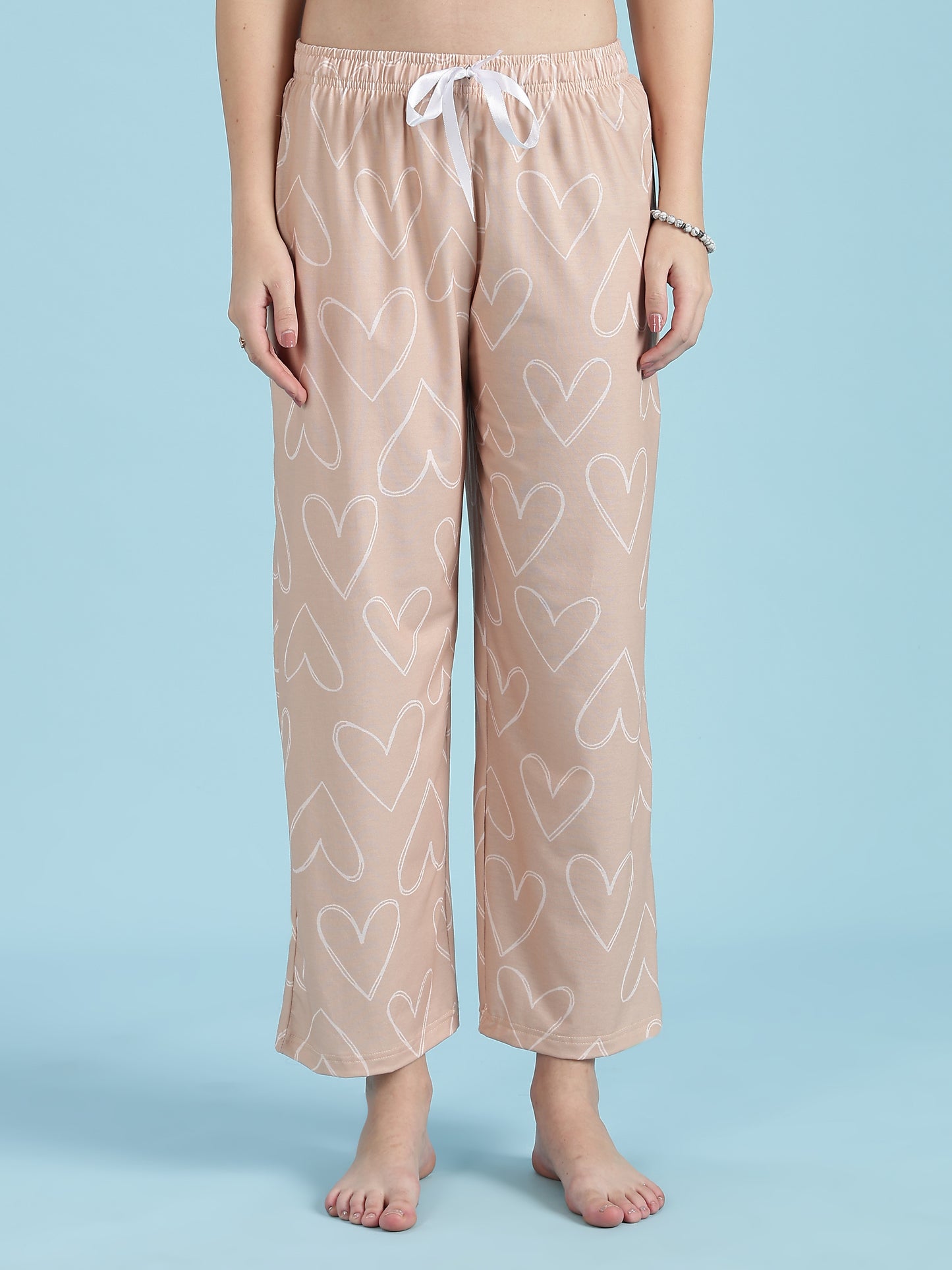 Creamy Heart Dream-Soft Lycra PJ Set for Teens