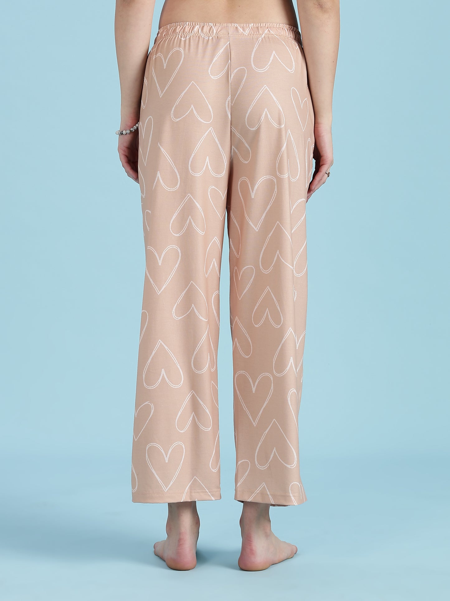 Creamy Heart Dream-Soft Lycra PJ Set for Teens