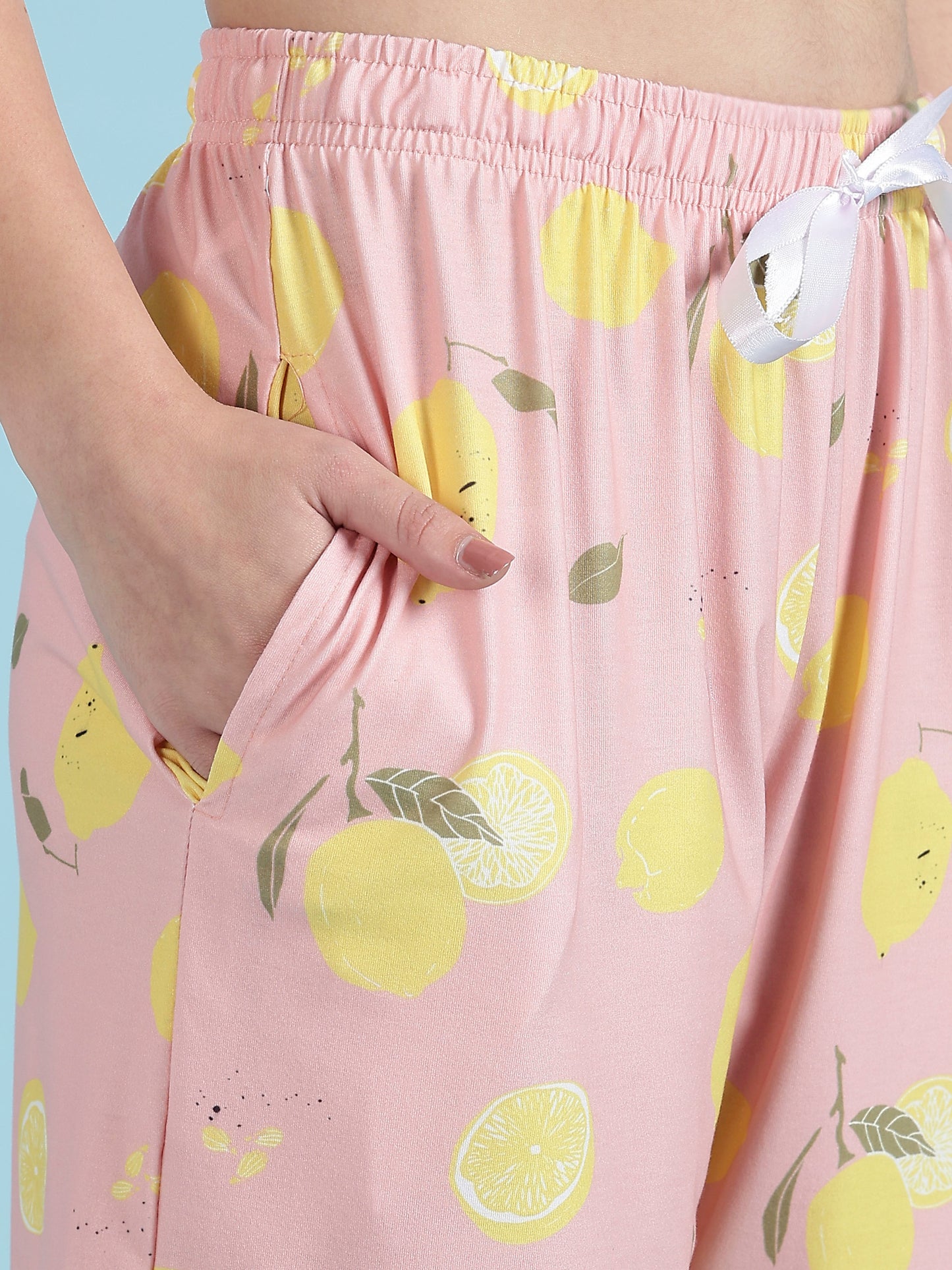 Pink Crush Lemon-Dream Pyjama Set – Premium Lycra