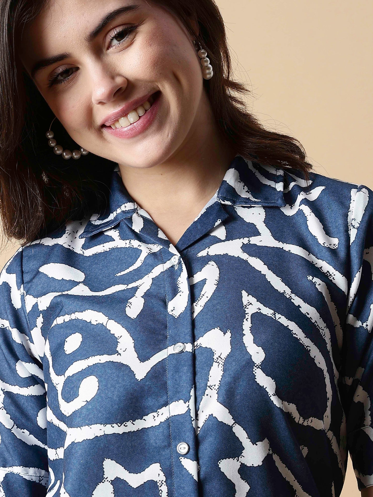 Indigo Doodles Aesthetic Rayon Nighty for Teen Girls