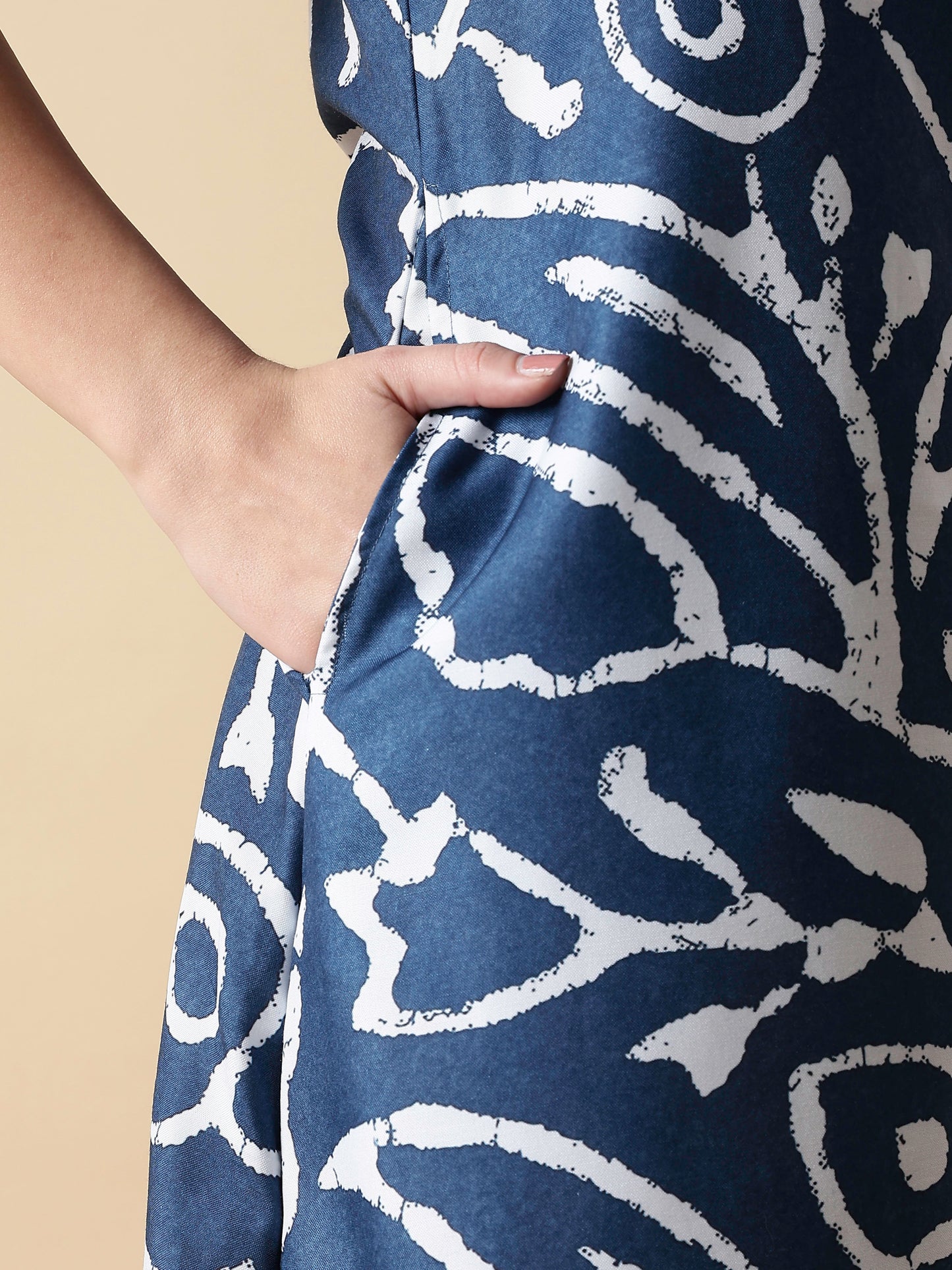 Indigo Doodles Aesthetic Rayon Nighty for Teen Girls