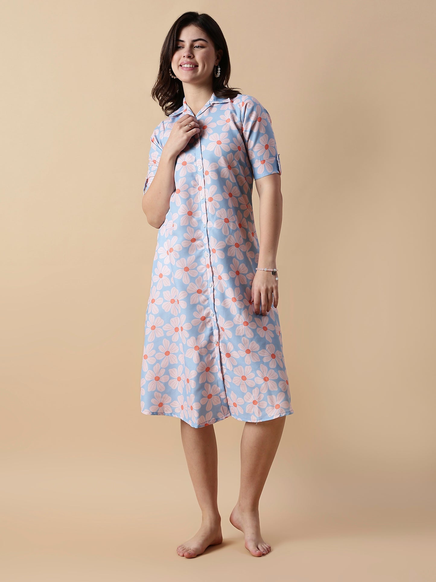 Fairy Garden Button Down Midi Nighty for Teens