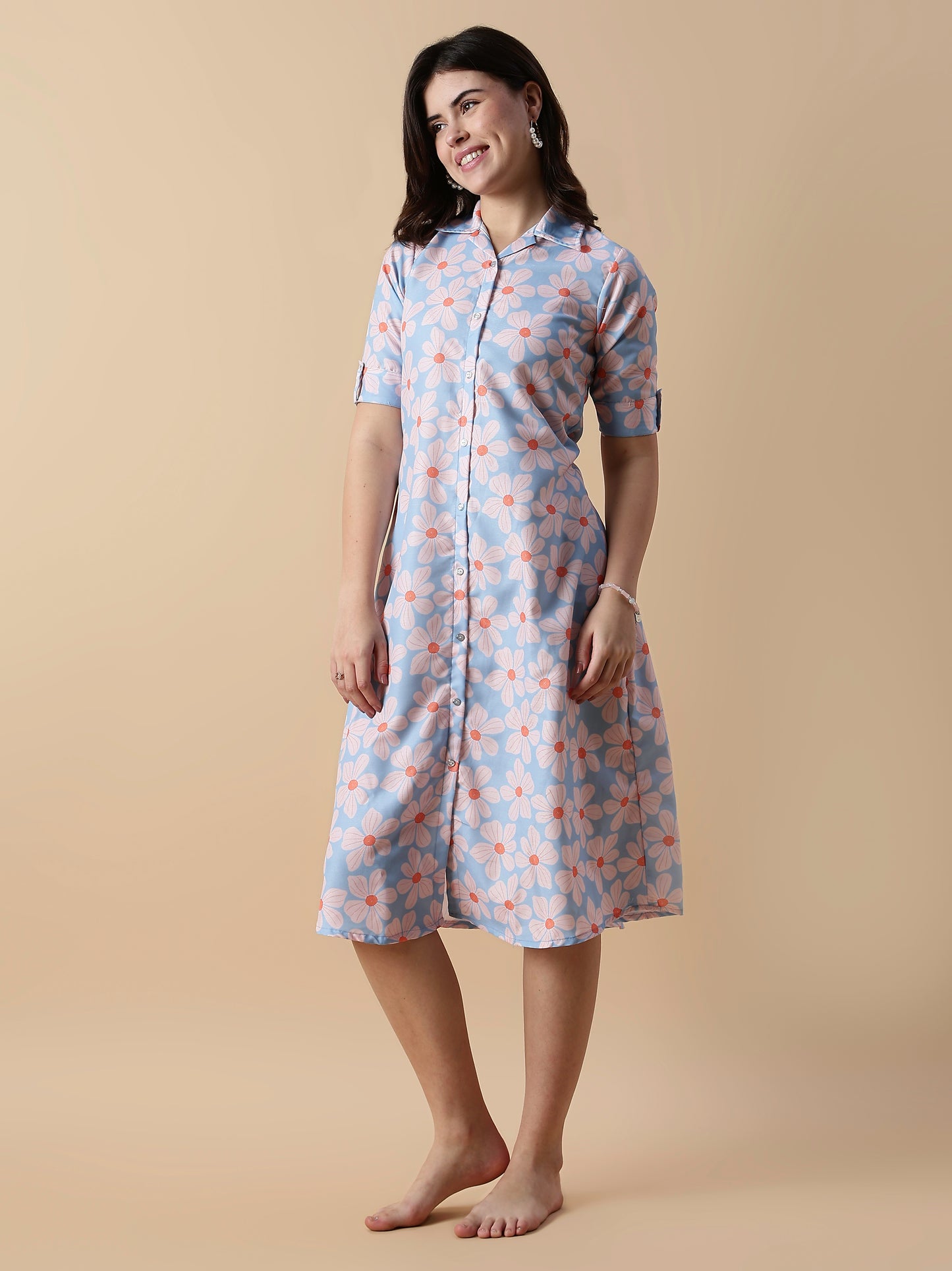 Fairy Garden Button Down Midi Nighty for Teens
