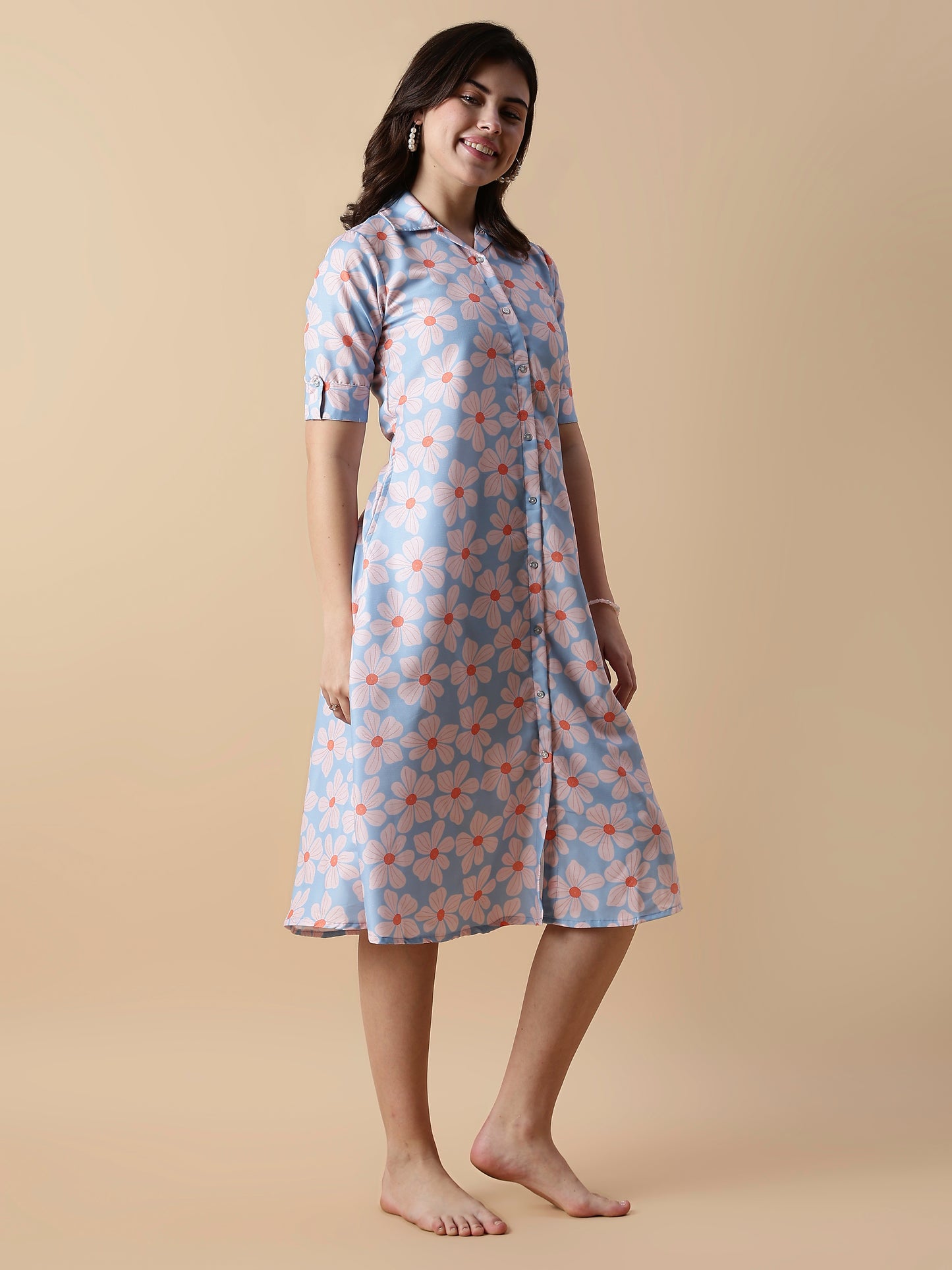 Fairy Garden Button Down Midi Nighty for Teens